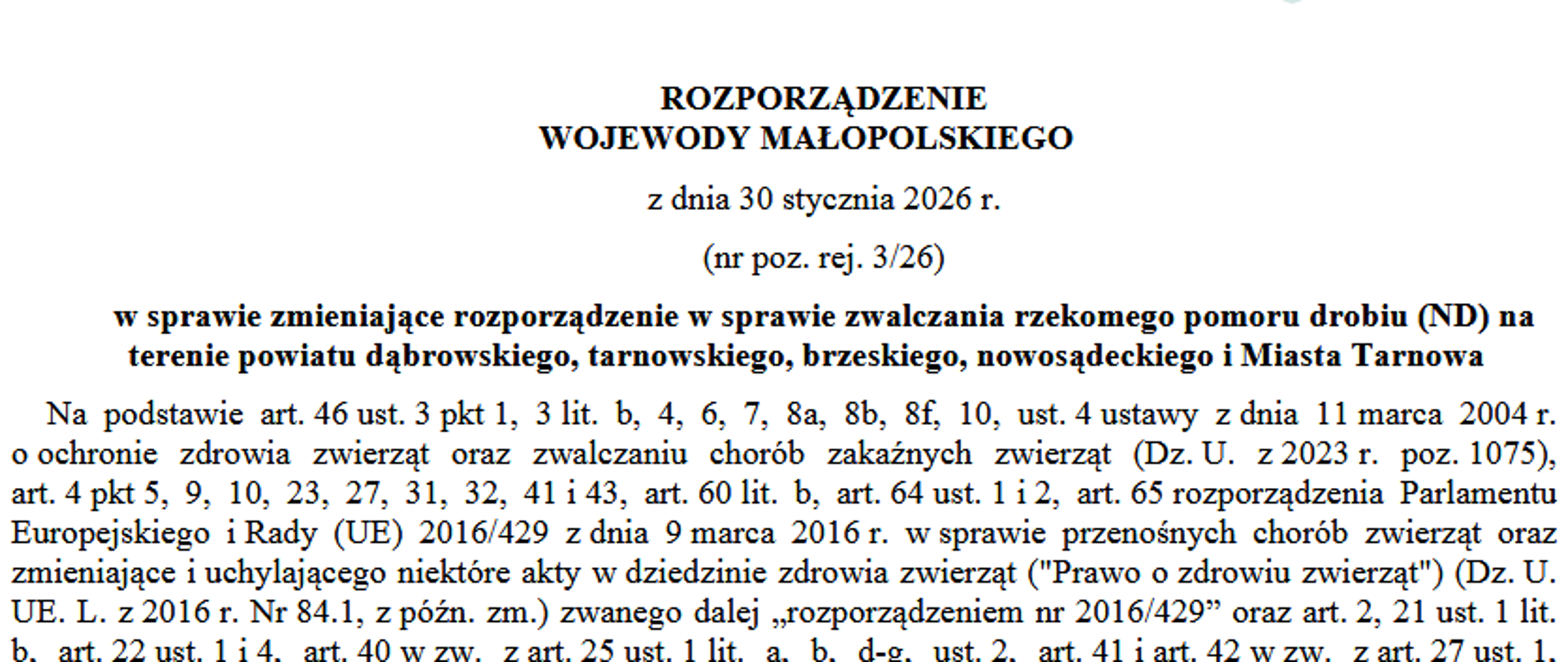 Rozporządzenie Wojewody Małopolskiego