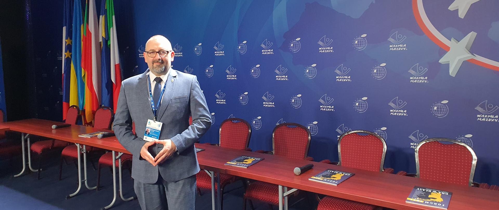 Zdjęcie prezentuje Starostę Powiatu Przasnyskiego Krzysztofa Bieńkowskiego na Europejskim Kongresie Samorządowców w Mikołajkach.
