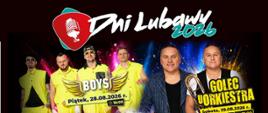 Plakat z programem Dni Lubawy i zdjęciami artystów