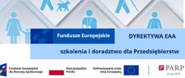 Plakat promujący BEZPŁATNE szkolenia dla Firm z zakresu wdrażania i stosowania regulacji prawnych zgodnych z Dyrektywą EAA i z ustawą PAD (Polski Akt o Dostępności)
