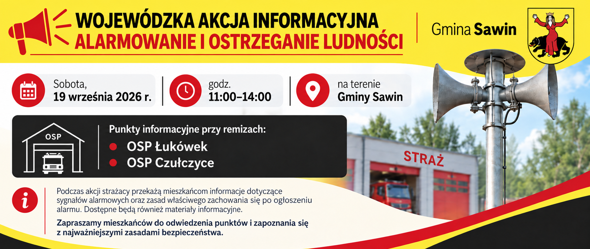 📢 WOJEWÓDZKA AKCJA INFORMACYJNA – ALARMOWANIE I OSTRZEGANIE LUDNOŚCI