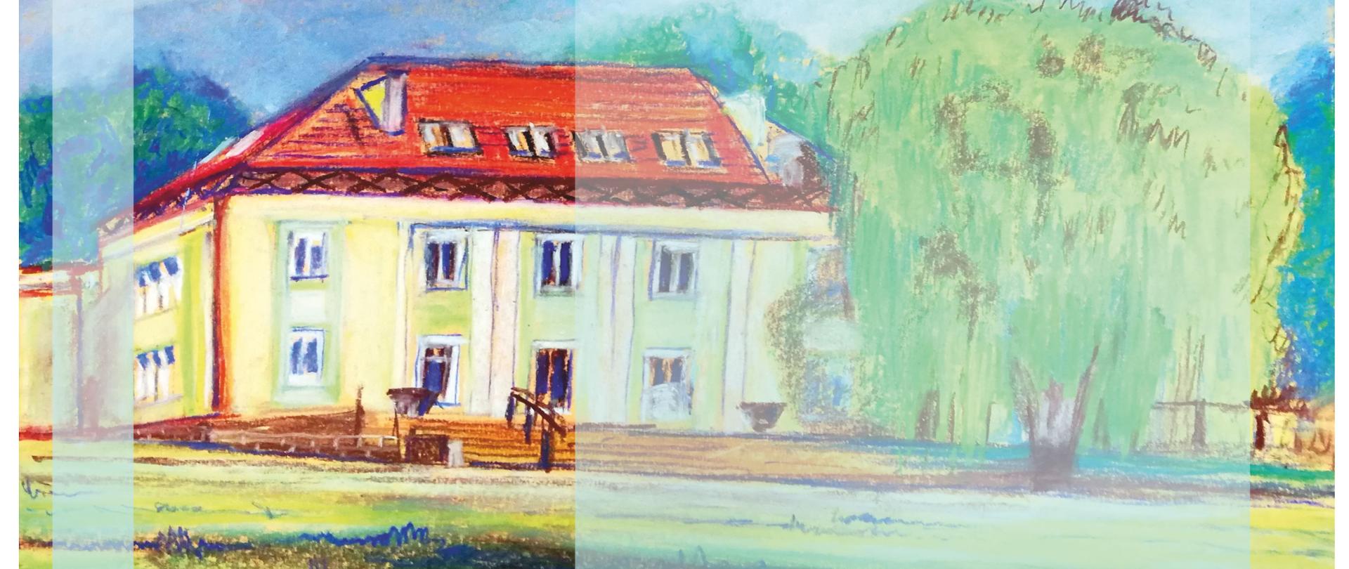 Na biało - niebieskim tle grafika Hajnowskiego Domu Kultury u dołu informacje organizacyjne