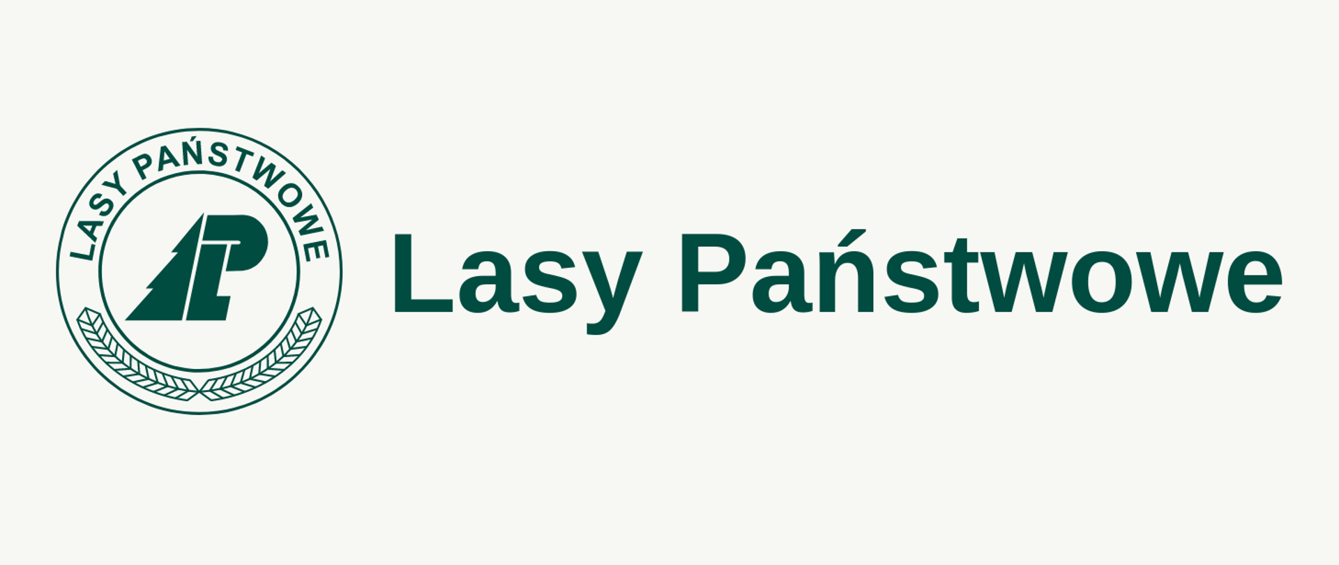 Logo "Lasów Państwowych" - litery i grafika w kolorze zielonym na białym tle