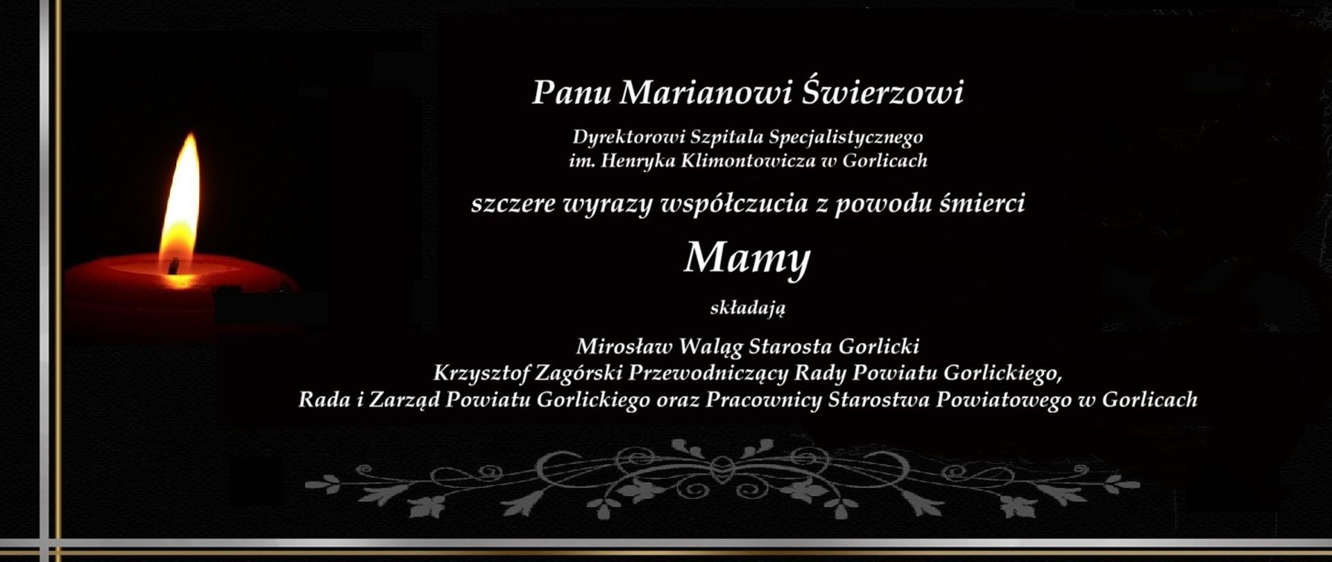Kondolencje dla Dyrektora Szpitala Specjalistycznego