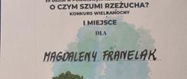 I miejsce w Powiatowym Konkursie Literackim