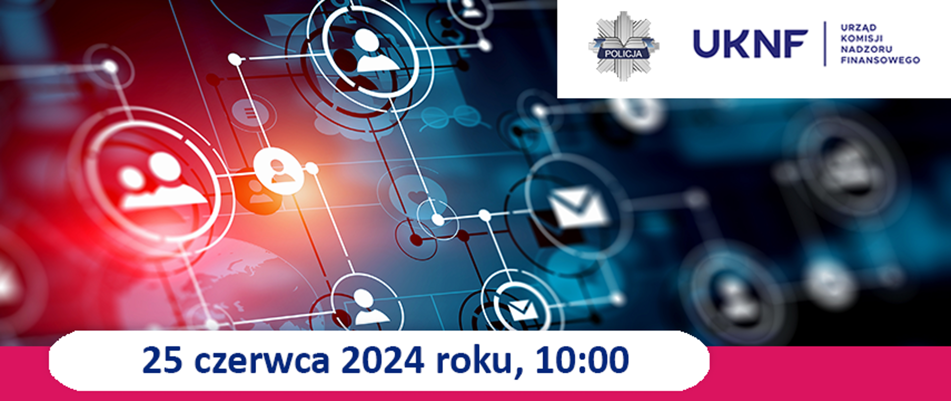 grafika ikony komputera na dole na ciemnoróżowym tle białe litery najnowsze sposoby działania cyberoszustów - czyli jak nie dać się okraść w Internecie 