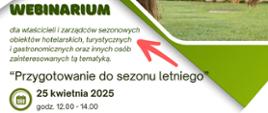 białe tło zielone litery zaproszenie na webinarium 
