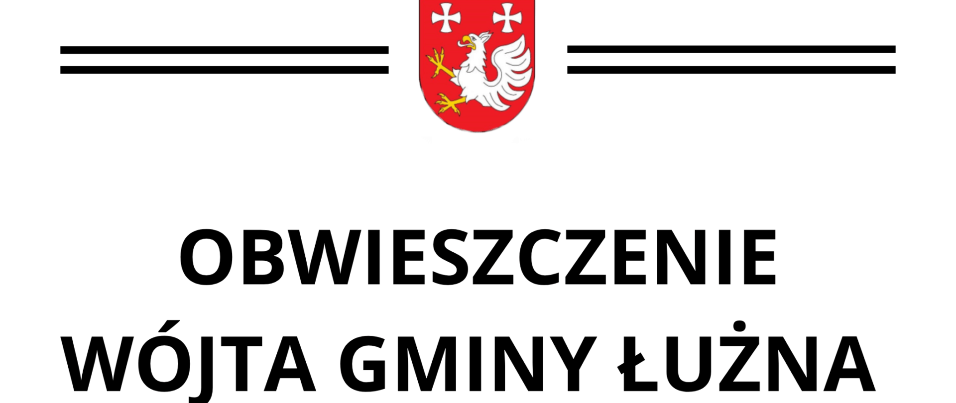 Napis obwieszczenie z logiem gminy