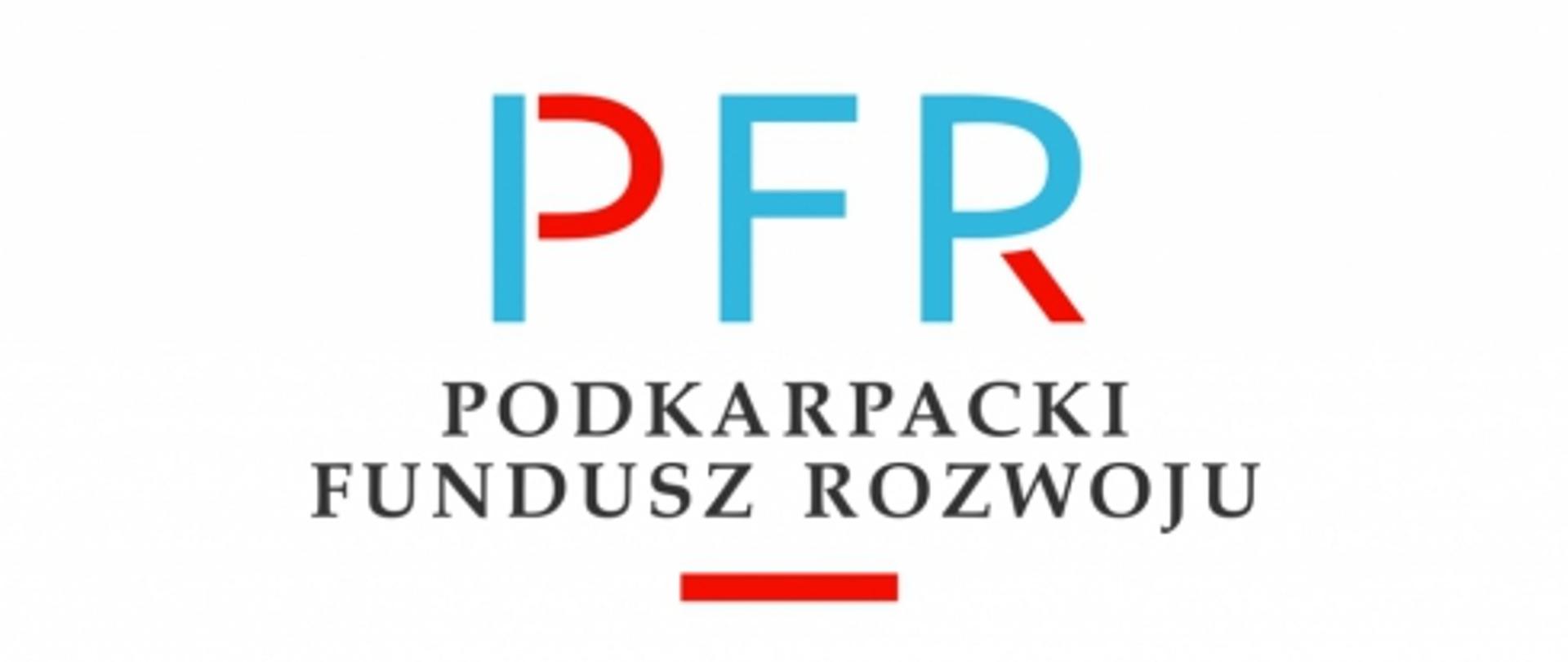 logo czerwono niebieskie litery PFR na białym tle
