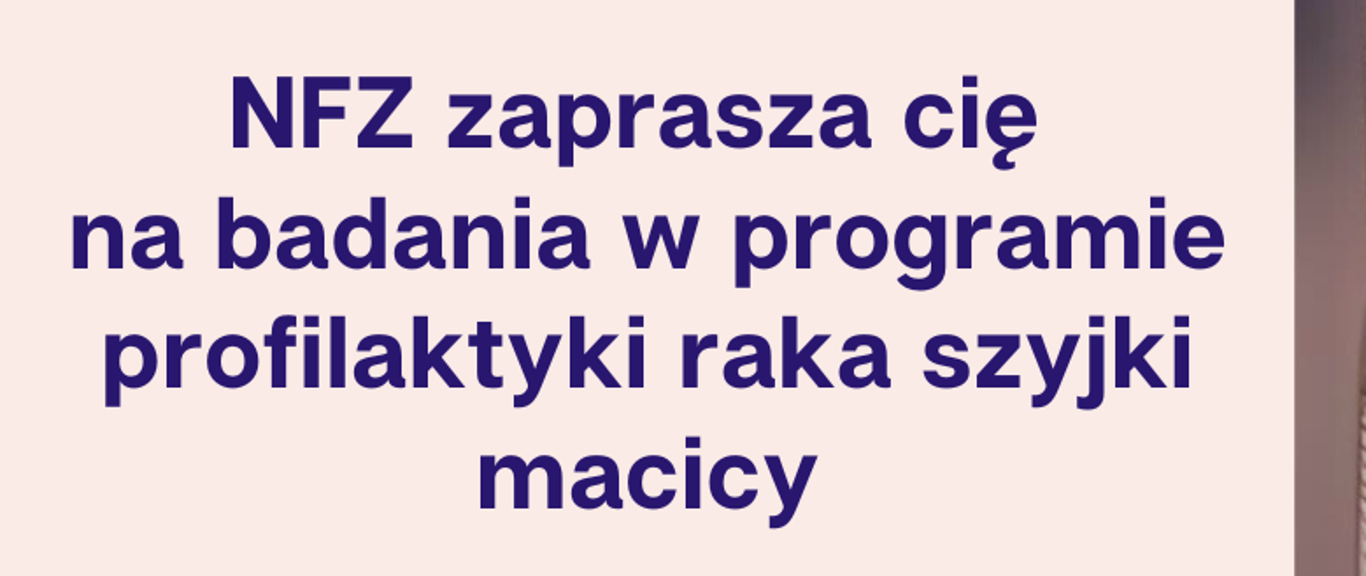 Plakat promujący bezpłatne testy na hpv dla kobiet 