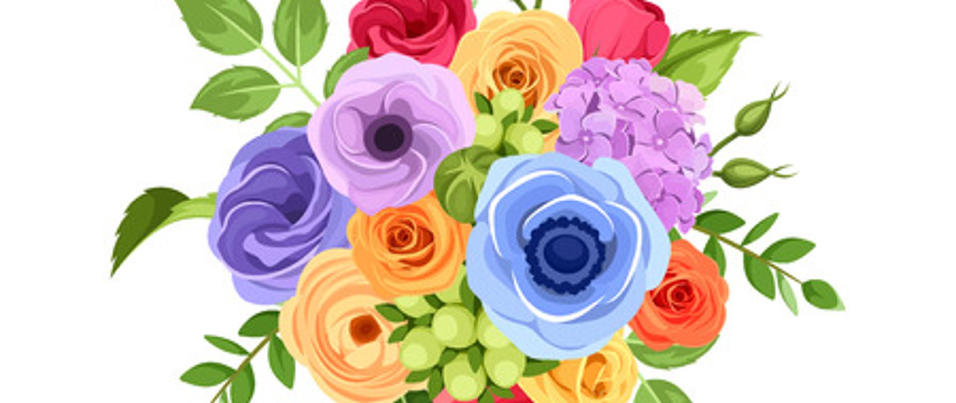 bukiet kolorowych kwiatów