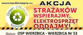 Ochotnicza Straż Pożarna w Wierzbicy (Wierzbica 53) informuje, że w dni robocze w godzinach 17-20 na teren placu strażnicy można przywozić niepotrzebne elektro-śmieci