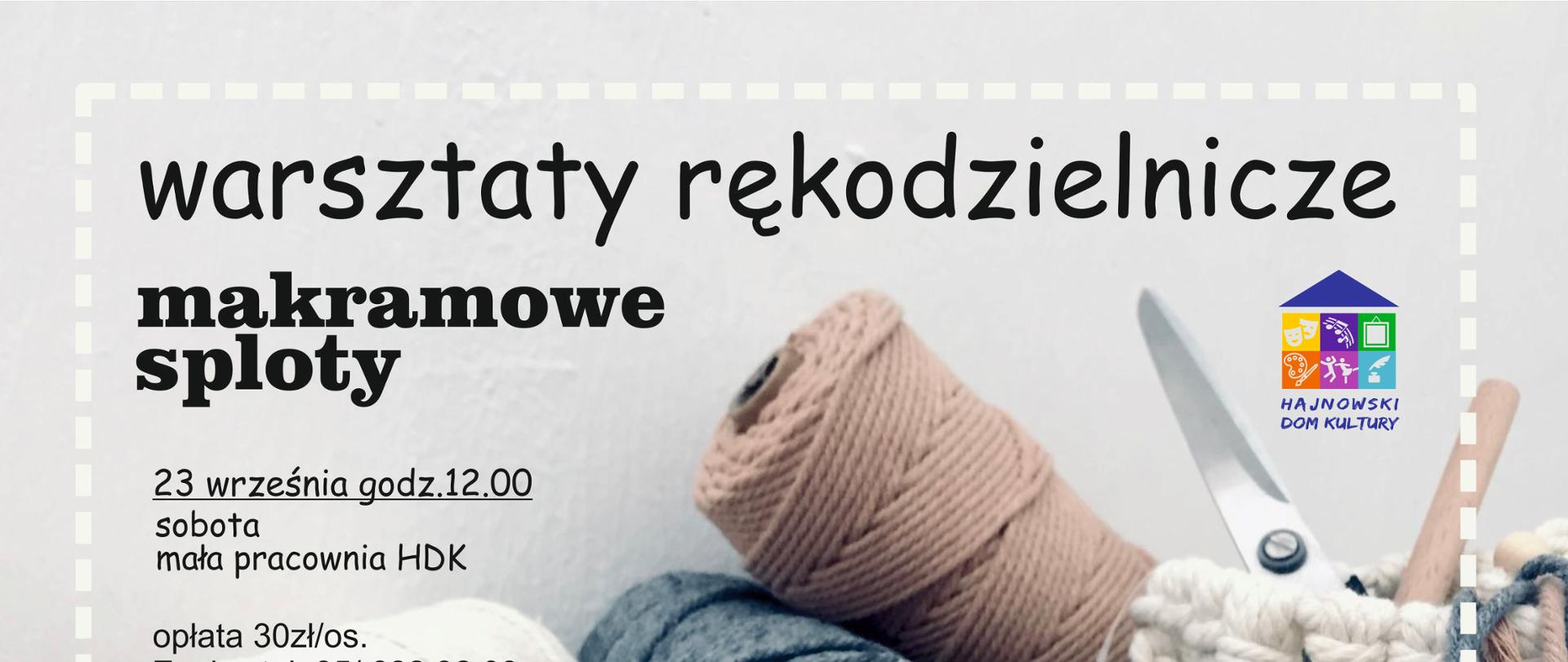 Na szarym tle zdjęcie włóczek, u góry napisy organizacyjne (zawarte w artykule)