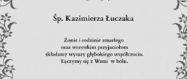 Kondolencje Kazimierz Łuczak