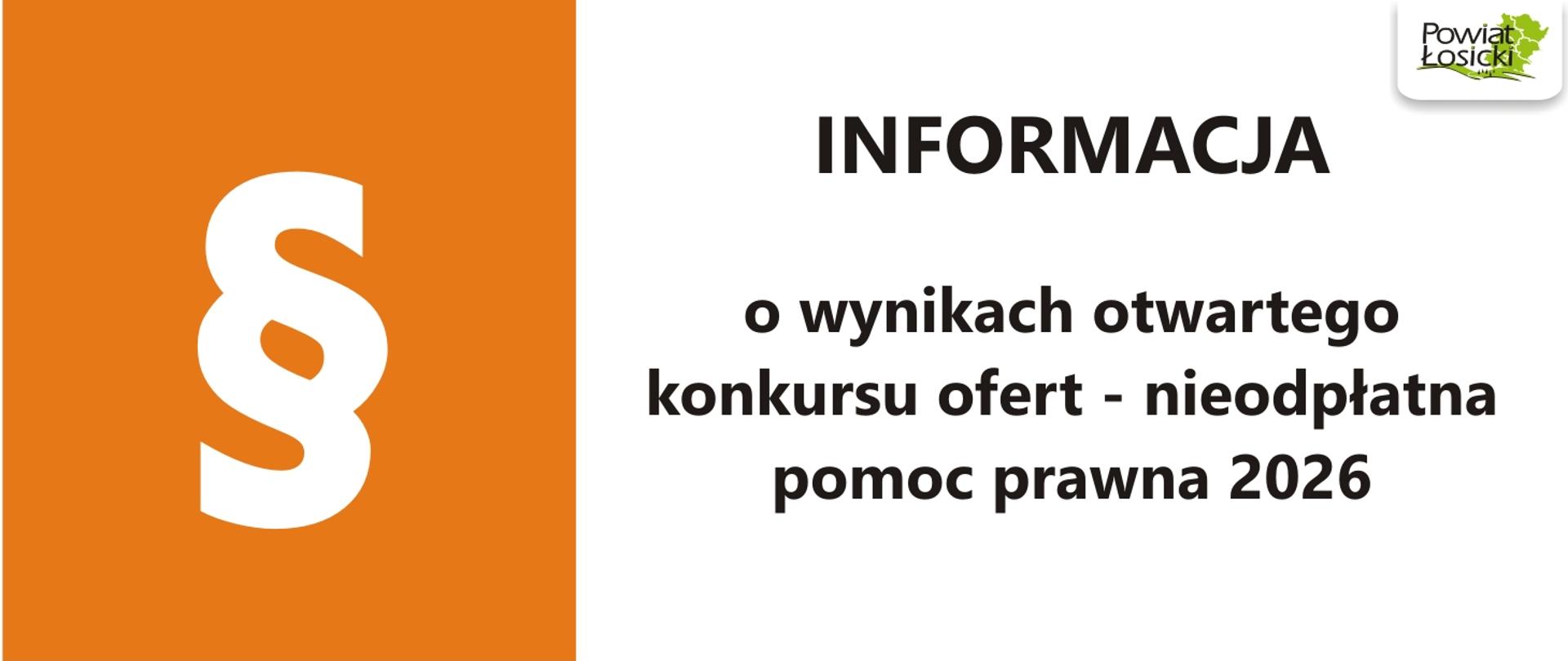 Informacja o wynikach otwartego konkursu ofert - nieodpłatna pomoc prawna 2026
