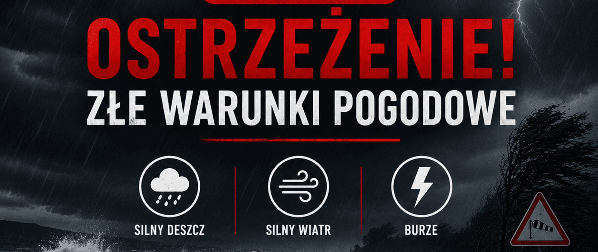 Zdjęcie przedstawiające informujące o złej pogodzie
