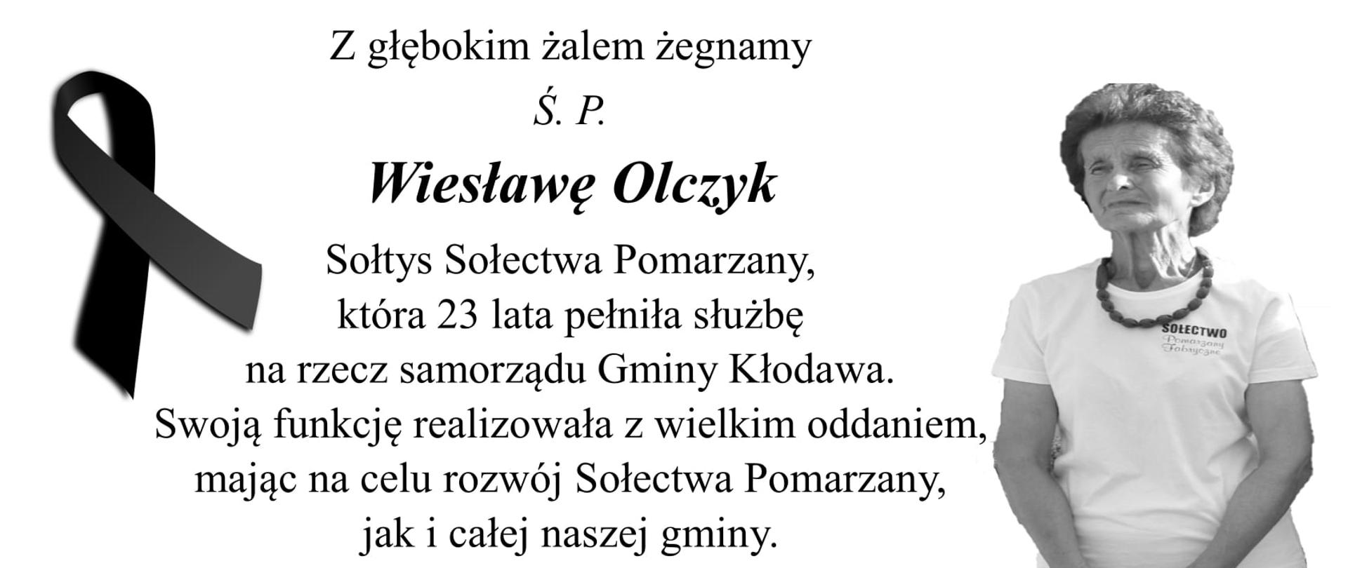 Z głębokim żalem żegnamy Ś. P. Wiesławę Olczyk - grafika do artykułu