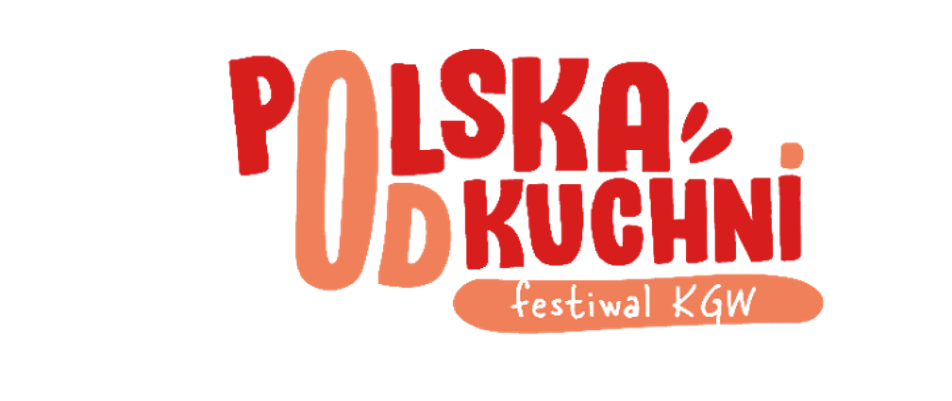 grafika przedstawia na białym tle czerwono pomarańczowy napis: Polska od kuchni festiwal KGW