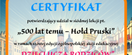 certyfikat uczestnictwa w programie