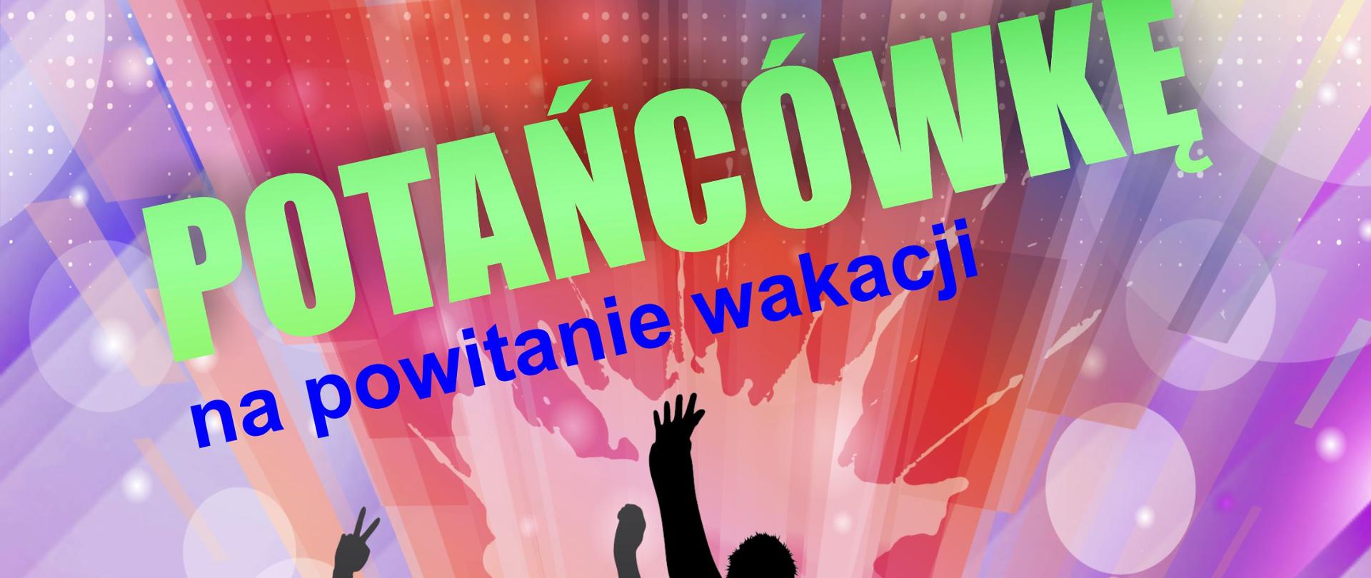 Na fioletowym tle grafika tańczących osób, pod nimi i nad nimi informacje organizacyjne