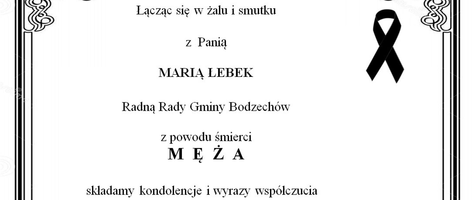 Kondolencje od radnych dla pani Marii Łebek