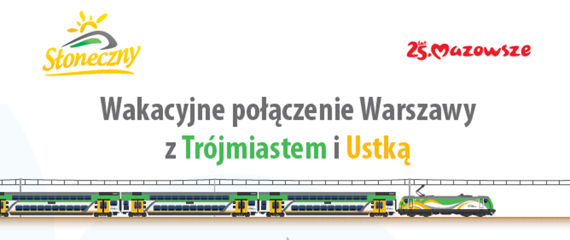 Plakat promujący pociąg "Słoneczny" do Ustki