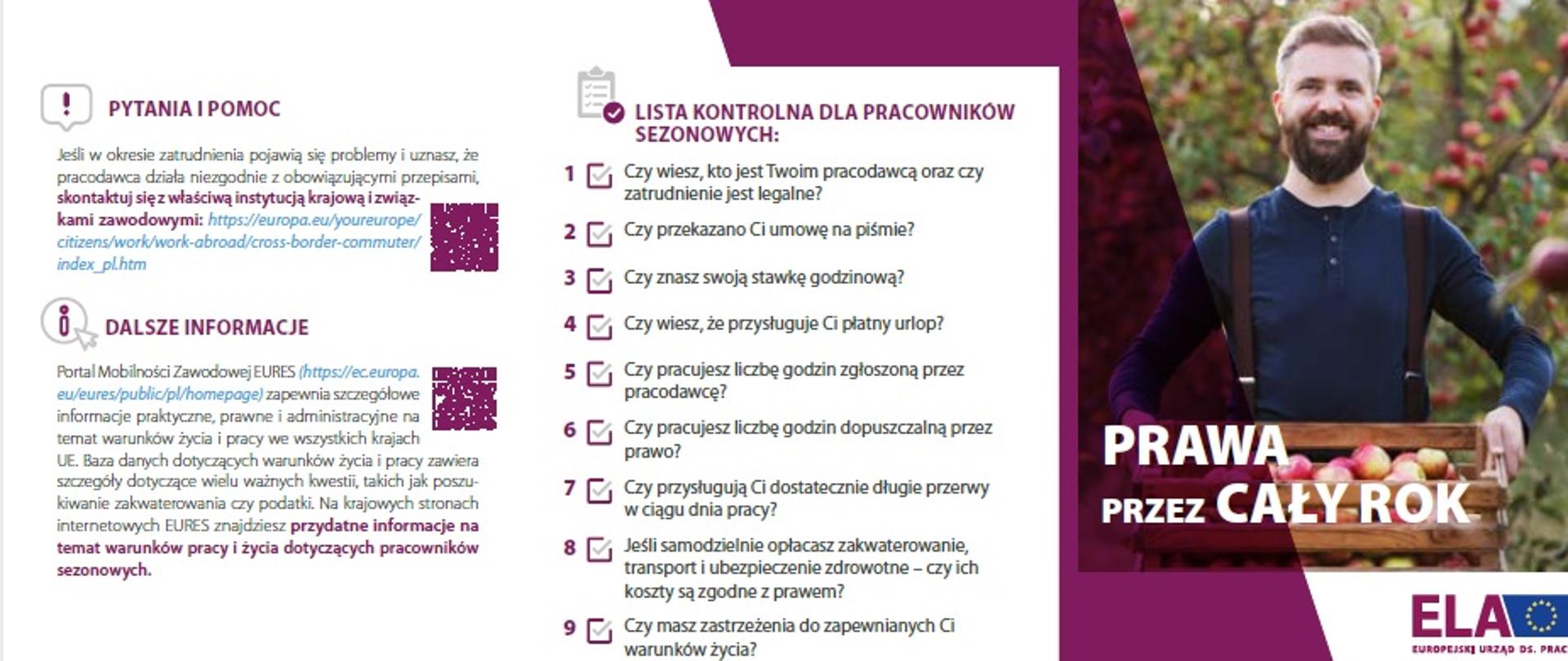 Mężczyzna trzymający drewnianą skrzynkę z jabłkami. W tle drzewa jabłoni.