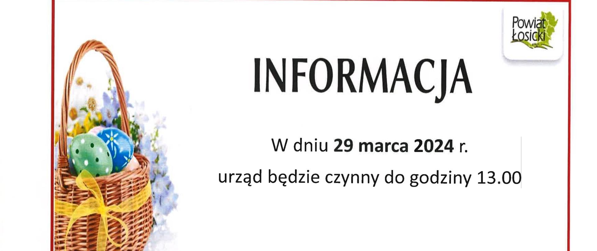 Informacja o skróconym dniu pracy 