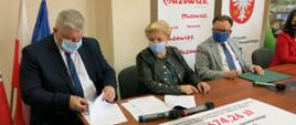 Starosta Łosicki Janusz Kobyliński , Członek Zarządu Elżbieta Lanc i Marszałek Województwa Mazowieckiego Adam Struzik