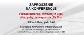  Zaproszenie konferencja dla przedsiębiorców Siemiatycz 03.07.2024