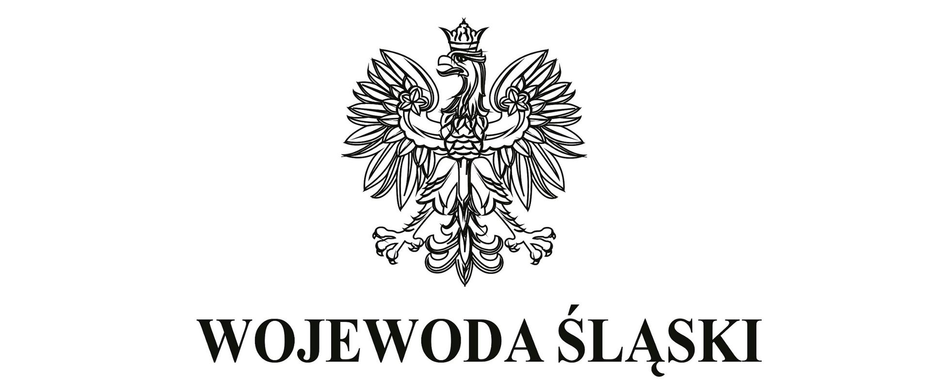Godło Wojewody Śląskiego. Herb państwowy, poniżej napis WOJEWODA ŚLĄSKI 
