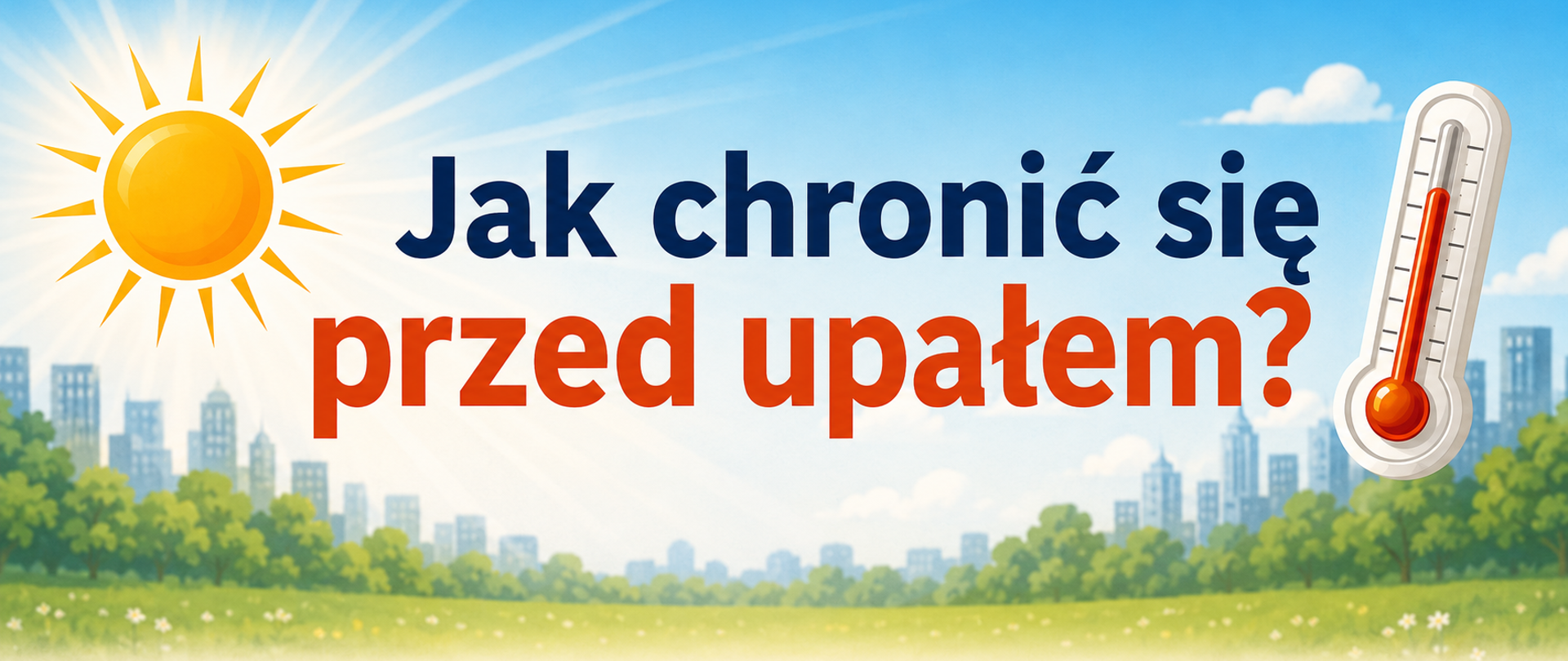 Grafika z napisem: Jak chronić się przed upałem?