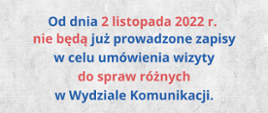 Od dnia 2 listopada 2022 roku nie będą prowadzone zapisy do spraw różnych w Wydziale Komunikacji Starostwa Powiatowego w Polkowicach