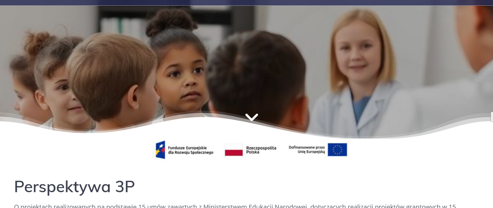 Pod zdjęciem dzieci umieszczono informacje o projekcie, zawarte w artykule oraz logotypy wskazujące na finansowanie unijne