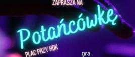 Na tle zdjęcia prezentującego dłonie przy sprzęcie grającym umieszczono informacje organizacyjne (zawarte w artykule) oraz logo Hajnowskiego Domu Kultury