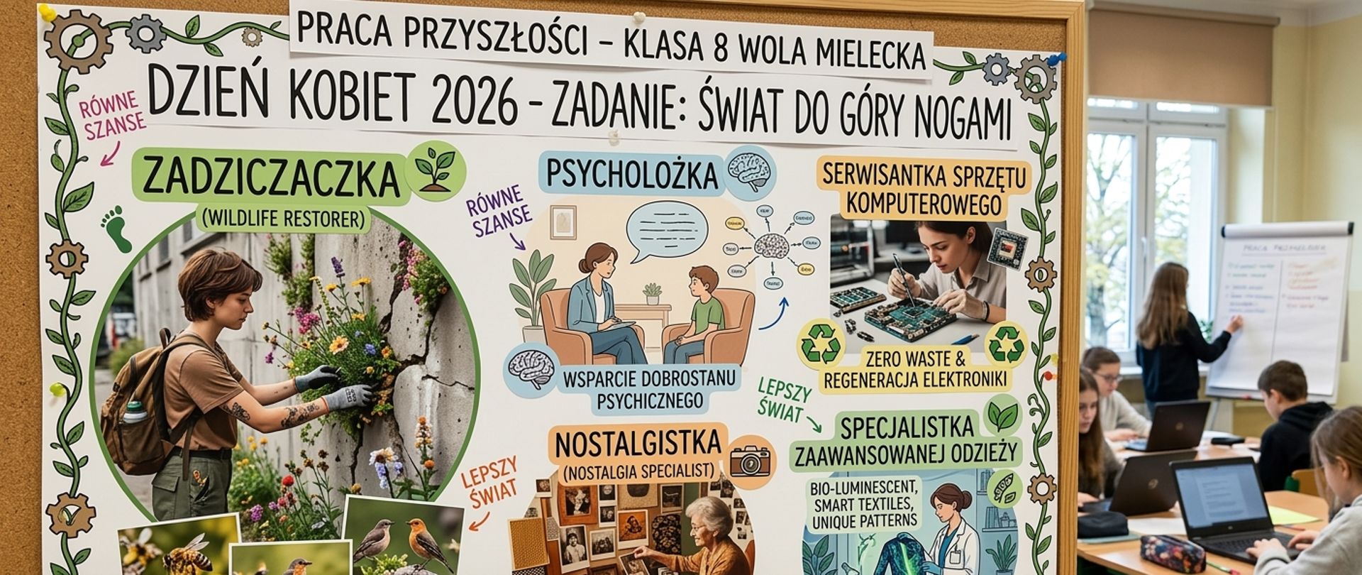 Obchody Dnia Kobiet w Woli Mieleckiej – prace uczniów i uczennic klasy 8