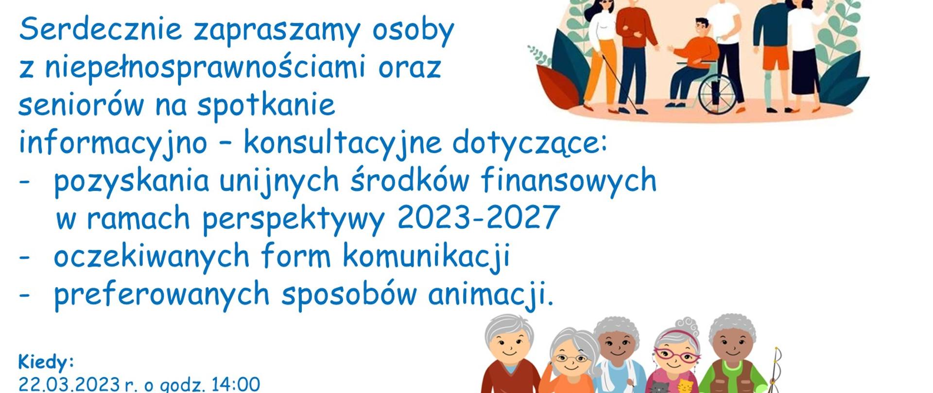 baner - zaproszenie dla osób z niepełnosprawnościami na spotkanie konsultacyjne 
