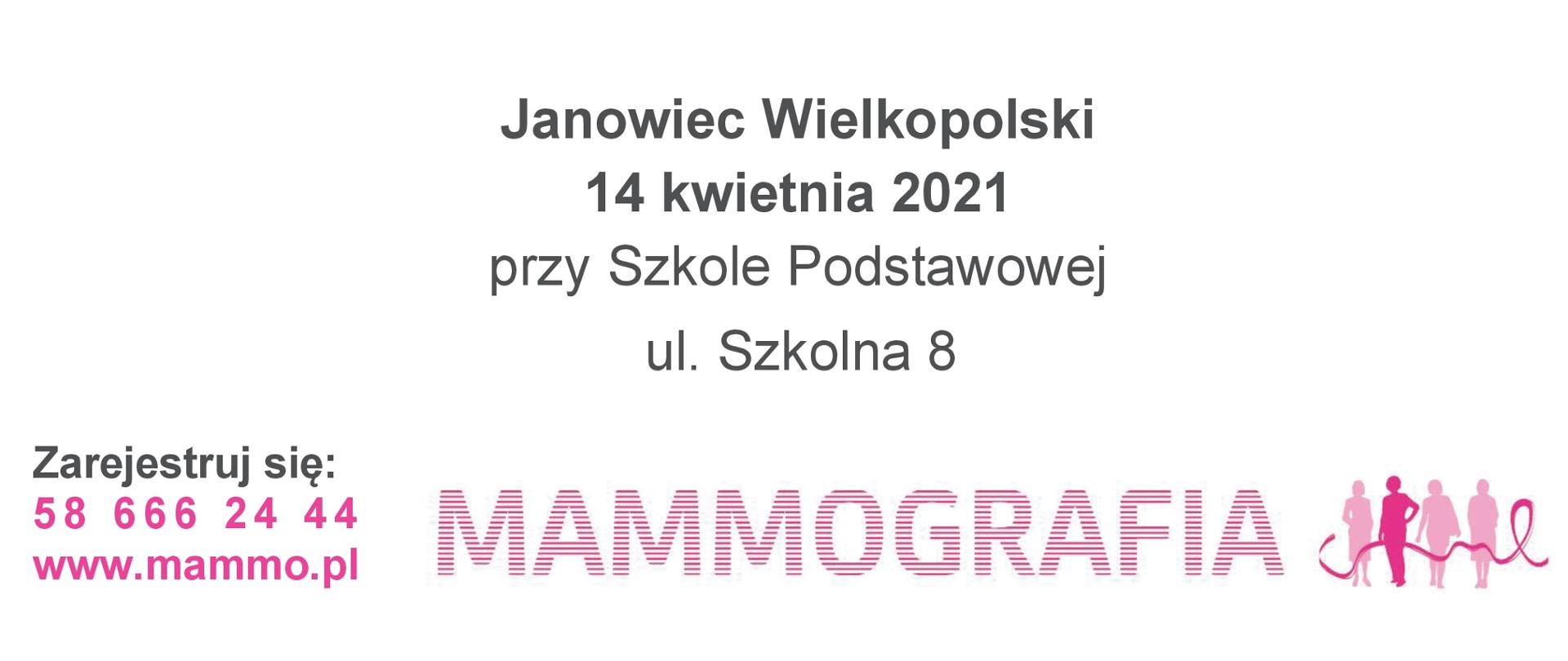 Bezpłatna mammografia w mobilnej pracowni mammograficznej LUX MED - Janowiec Wielkopolski – 14 kwietnia 2021 w godzinach od 9.00 do 15.00 przy Szkole Podstawowej, ul. Szkolna 8