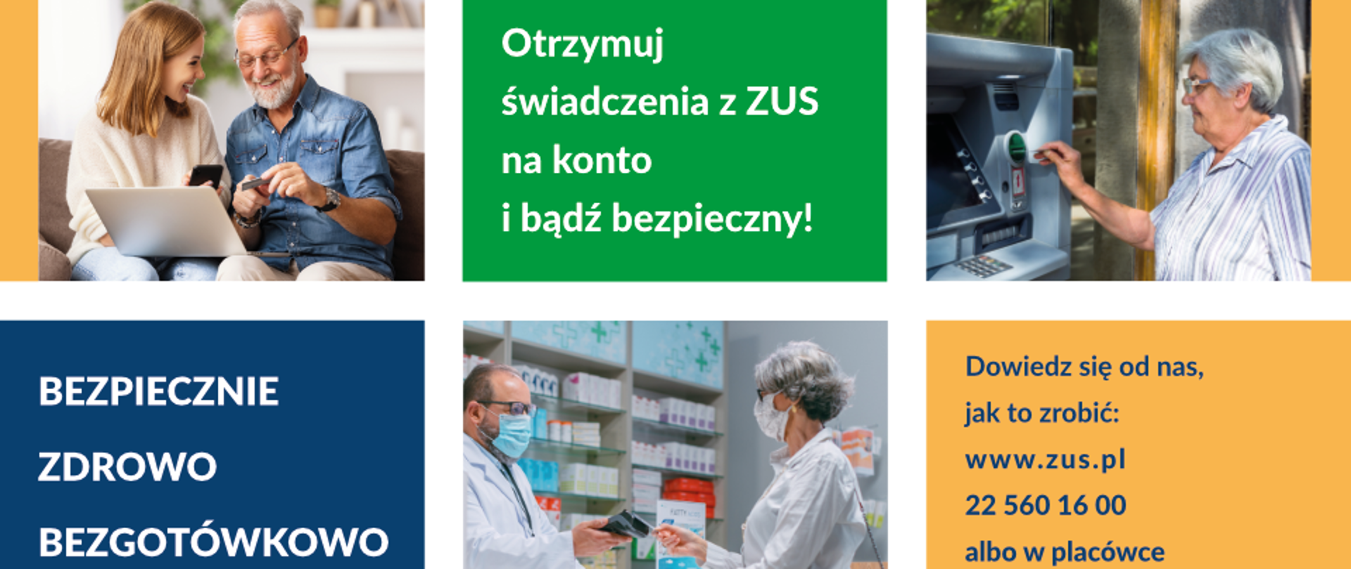 Grafika promująca kampanię Bezpiecznie, zdrowo, bezgotówkowo