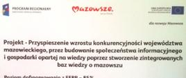 Przyspieszenie wzrostu konkurencyjności województwa mazowieckiego przez budowanie społeczeństwa informacyjnego i gospodarki opartej na wiedzy poprzez stworzenie zintegrowanych baz wiedzy o Mazowszu.
