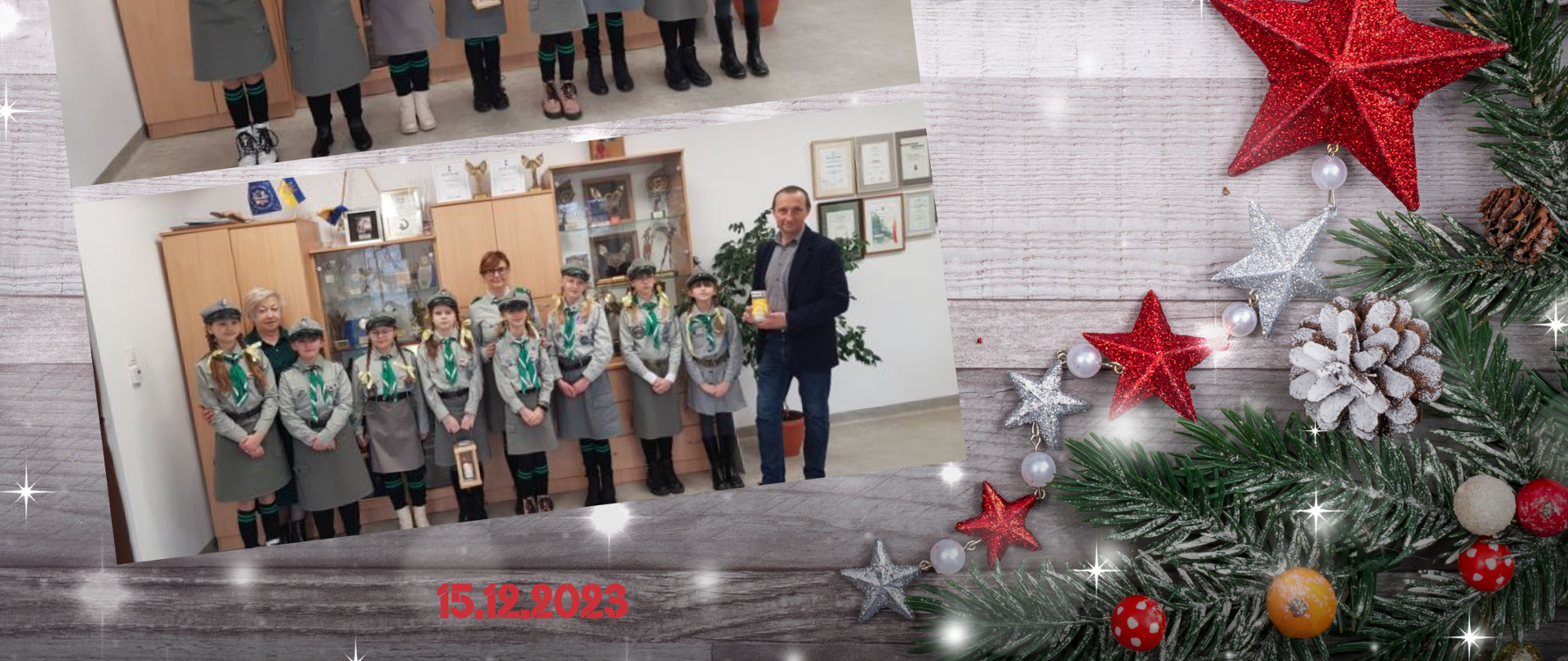 Przekazanie Betlejemskiego Światła Pokoju przez naszych harcerzy do Urzędu Gminy. 