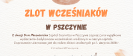 Zlot Wcześniaków urodzonych w Pszczynie - plakat informacyjny