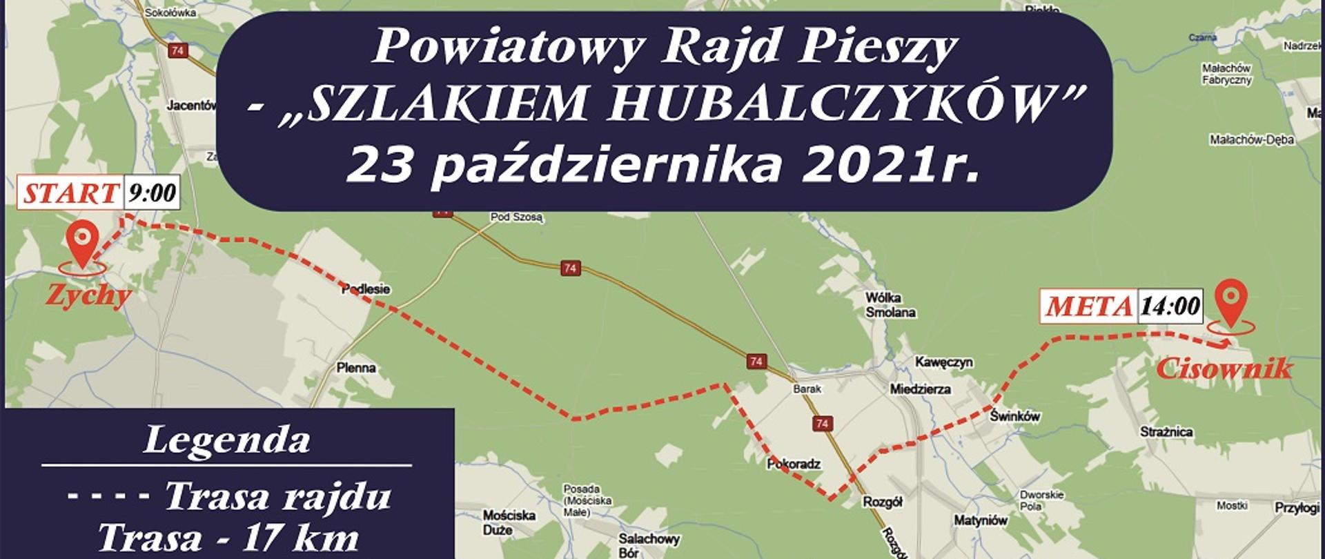 Mapa rajdu Hubalczyków