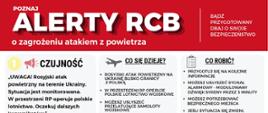 Plakaty informacyjne o postępowaniu po otrzymaniu alertu RCB w przypadku uruchomienia syren alarmowych