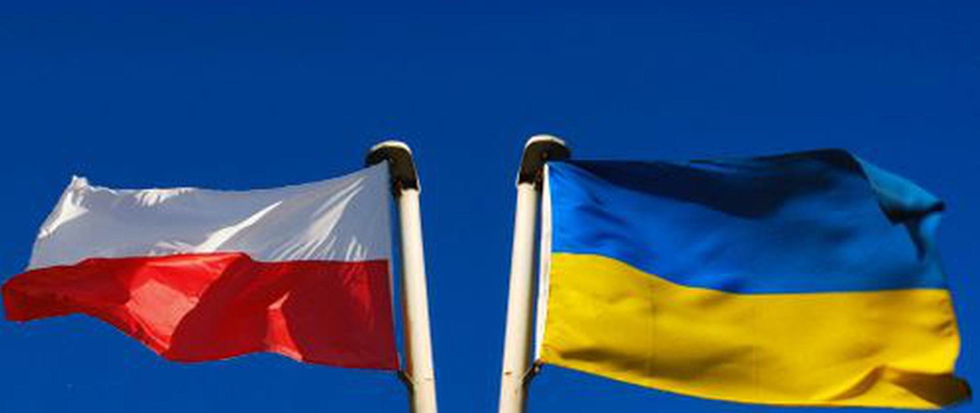 flaga Polski i flaga Ukrainy