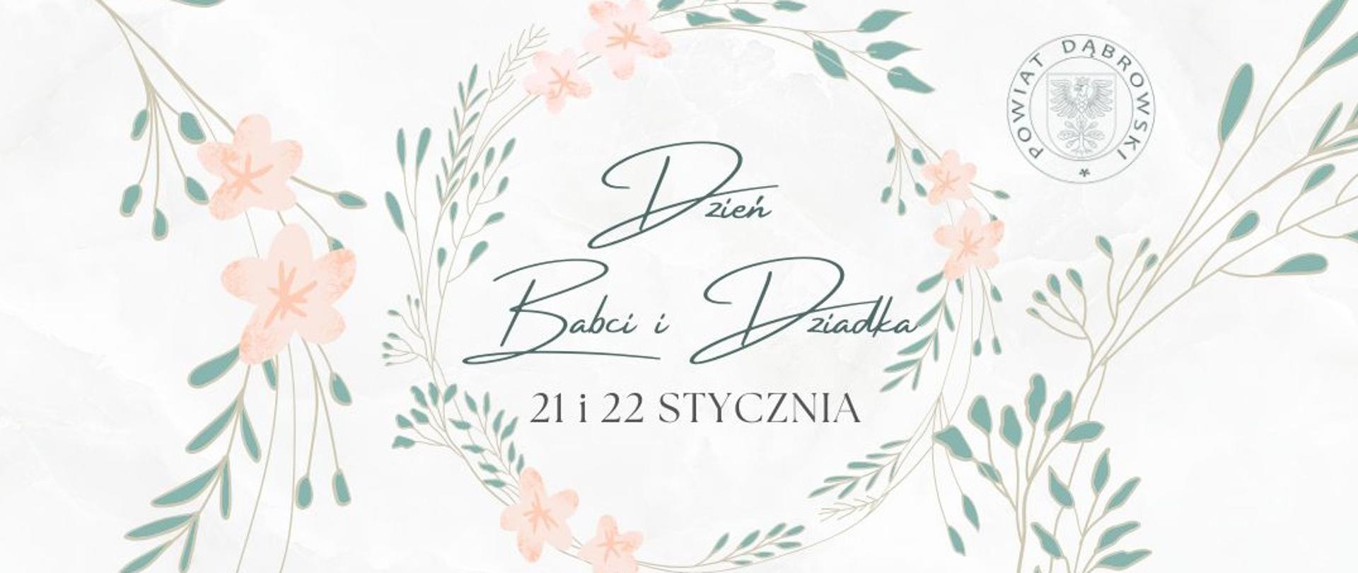 Grafika z napisem Dzień Babci i Dziadka 21 i 22 stycznia