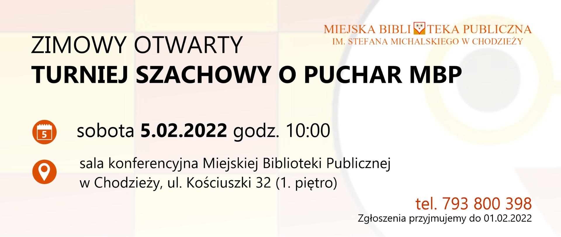 Plakat - informacja nt. turnieju szachowego 