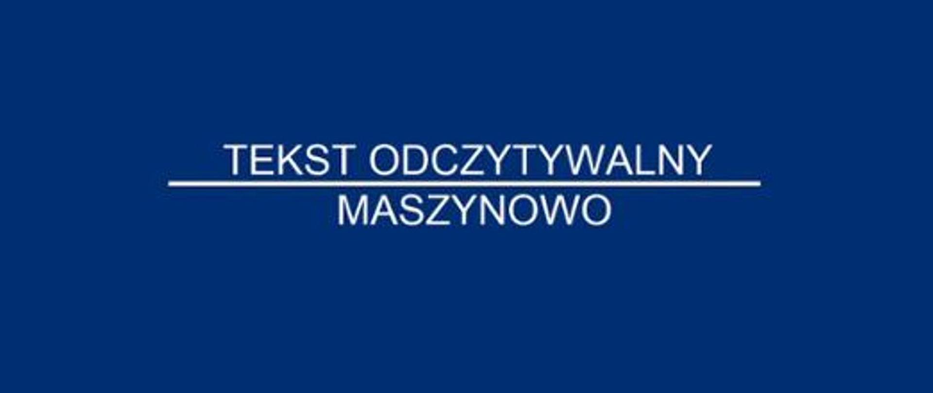 Tekst odczytywalny maszynowo napis biały na niebieskim tle