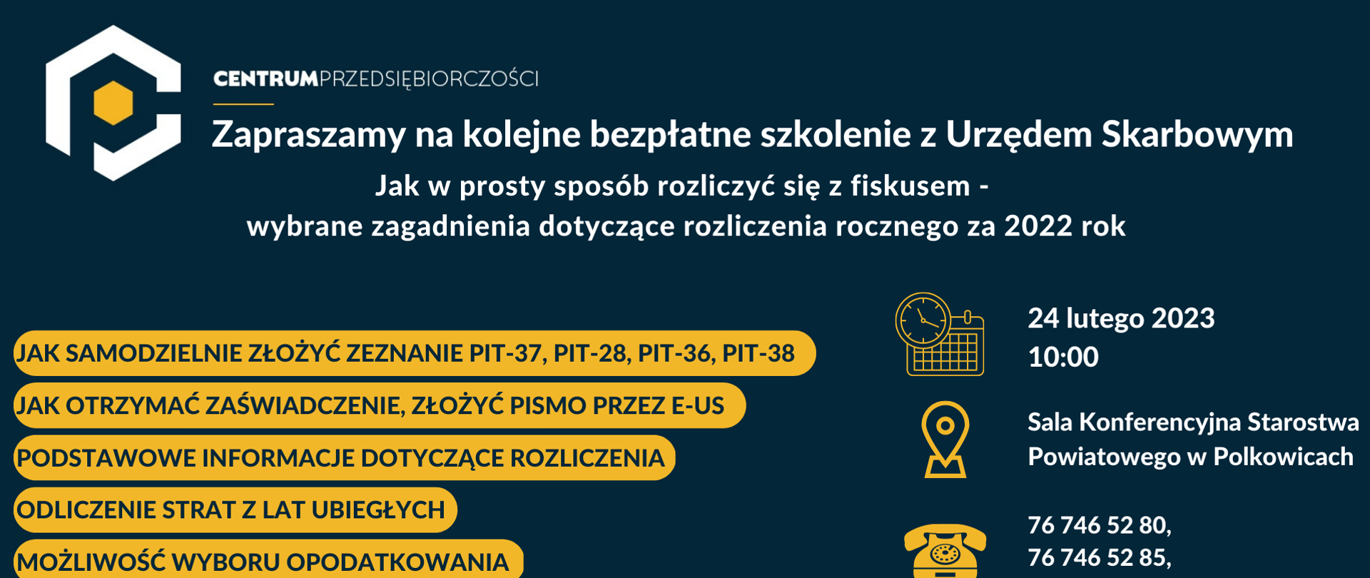 Informacje na temat szkolenia organizowanego przez Powiatowy Urząd Pracy w Polkowicach oraz Urząd Skarbowy