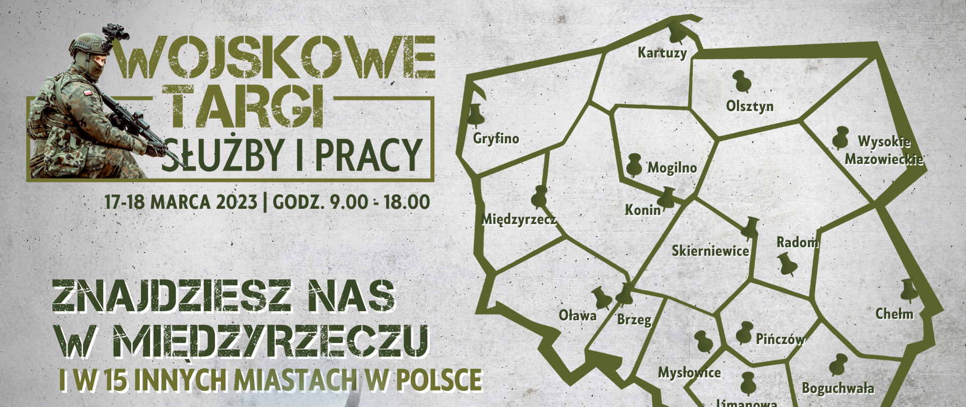 plakat z napisem Wojskowe Targi Służby i Pracy